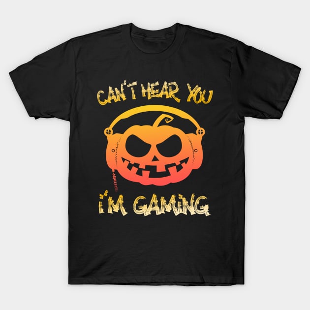 Funny Halloween Pumpkin Gamer Gift T-Shirt by Foxxy Merch